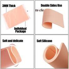 15/10/5/3/1 Piece Silicone Tattoo Practice Skin, 3mm Double-Sided Fake Skin For Permanent Makeup Training Supplies, Tattoo Accessories - Multicolor - View 2