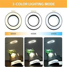 LED USB 5X Magnifying Desk Lamp With Clamp, 48 LED Desk Lamp With 3 Color Modes 10 Brightness, 360 ° Flexible Gooseneck Clamp Lamp For Bed Headboard Reading Makeup Eyebrow - white light - View 2