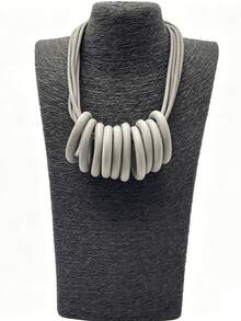 MARLIWOO 1pc Exaggerated Vintage Geometric Choker Necklace, Handmade Niche Personalized Minimalist Versatile Fashion Vacation Style Jewelry - Multicolor - View 9