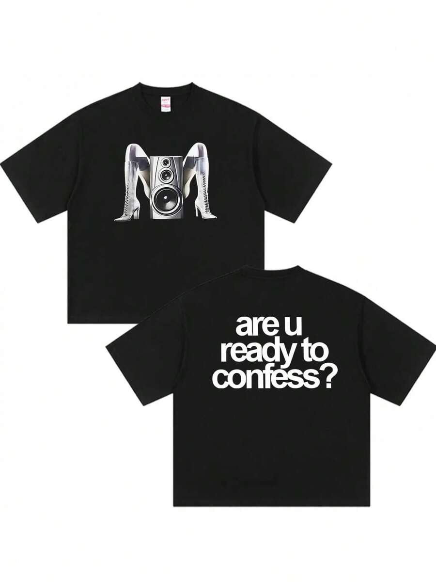 T-shirt ample grande taille Madonna Confessions Tour 2026, T-shirt graphique pour hommes et femmes, décontracté, col rond, surdimensionné, nouveaux T-shirts graphiques, style Y2K, livraison depui - Noir - Voir 1