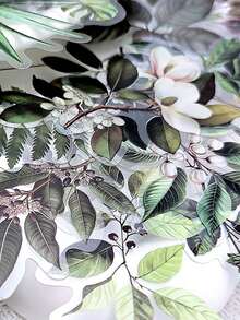 50pcs/Pack Cartoon Plants Green Leaves Transparent PET Stickers, Decorative Decals For Laptop Luggage Guitar Phone Notebook Stationery Sticker - Multicolor - View 4