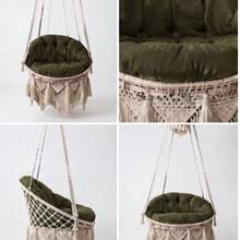 Juego de cojines de columpio de macramé de lujo (solo cojines) - 2 piezas fabricadas en Turquía - Verde - Ver 2