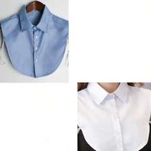 2pcs Women's Versatile Fake Collar Shirt, Decorative Stand Collar Pointed Fake Collar Accessory, Suitable For Daily Wear In Spring, Autumn And Winter, Clothing Matching - Black and White - View 13