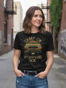 Women's T-Shirt Carry On My Wayward Son - 黑色 - 查看 1