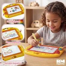 Magnetic Drawing And Writing Board For Kids, Magic Board With Sliding Eraser +3 Years - Yellow - View 4