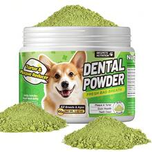 MEGNETA Polvo para el cuidado dental de perros y gatos | Mezcla de hierbas naturales y probióticos | Dientes limpios, aliento fresco | Dientes y encías saludables | Fácil de usar | Sabor a menta - Paquete de 1-Dos Botellas - Ver 12
