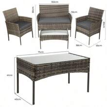 Garden Corner Sofa, Garden Furniture Set, PE Rattan Patio Sofa Set, Garden Entertaining Furniture Lounge Set With Coffee Table - 4pcs-gray - View 7