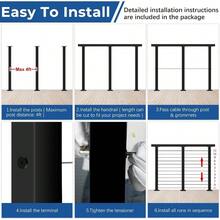 2ft-4ft Complete Set 42" Deck Railing System With Handrail Cuttable, Modular T304 Stainless Steel Black Level Drilled Railing Posts Kit With 1/8" Railing Hardware - 4FT + Level Mount - View 9