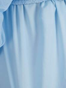 5PCS Girls New Blue Princess Dress, Round Neck Design With Mesh Off-Shoulder, Tulle Ballet Princess Skirt And Snowflake Cape Birthday Party Costume, Suitable For Holiday Performance, Theme Party - Baby Blue - View 7