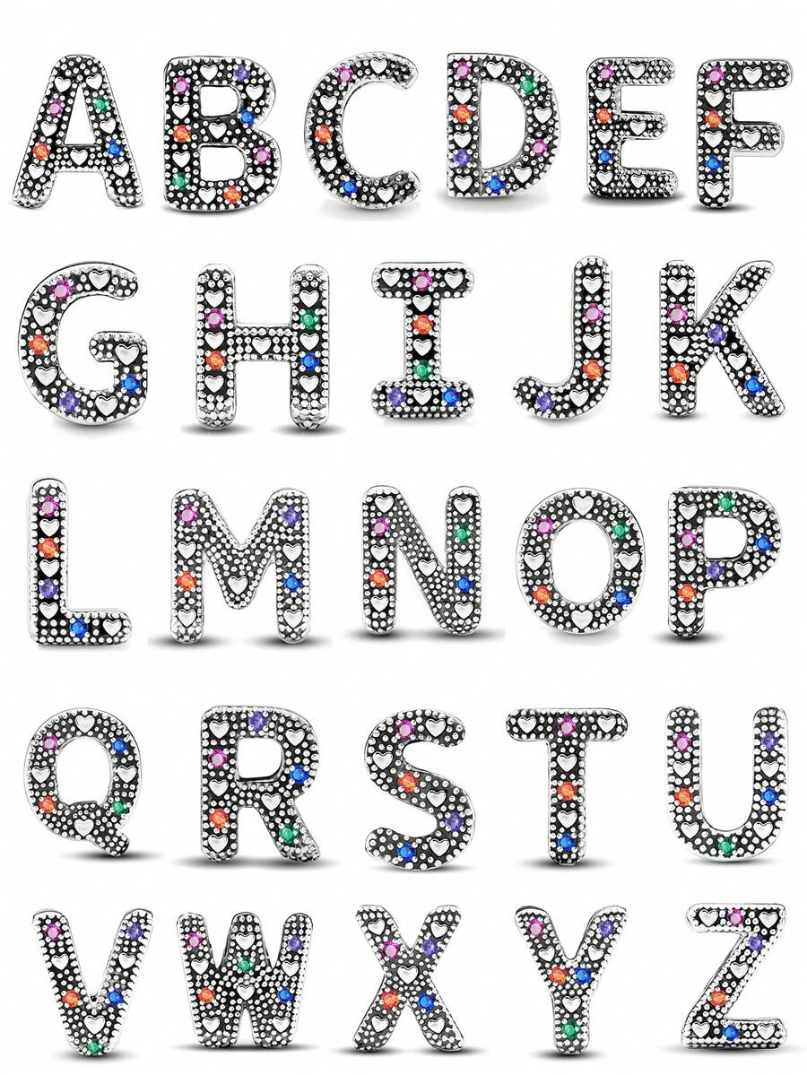 1pc Exquisite Letter Beaded Charm, Suitable For Women To Wear, Can Be Used For Bracelet, Bangle And Other DIY Jewelry Making, A Beautiful Gift For Girlfriend - Rhinestone Letter - View 1