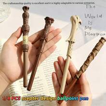 1/4 PCS Scepter Design Ballpoint Pen; 1.0mm Black Replacement Core;Suitable For Keeping Diaries And Drawing; Writing For Office Use; For Students, Schools, Notebooks, Office Use/School Stationery / Office Supplies, Back To School - Multicolor - View 10