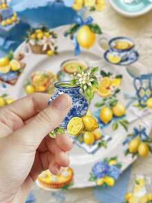 50pcs Lemon Stickers For Scrapbook, Diary, Planner, Suitcase, Envelope, Greeting Card, Phone Case, Skateboard, Tablet, Guitar, Sealing, Party Gift - Lemon - View 2