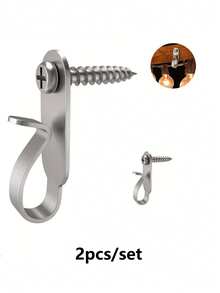 10pcs Stainless Steel Wall Hooks, Modern Style Easy Install Screw-In Hooks, Suitable For Hanging Christmas Lights, String Lights, LED Light Clips - Silver - View 10