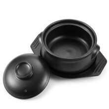 1 Pcs Korean Stone Pot Clay Cooking Pot Set, 38 Oz Heat Resistant Ttukbaegi, Ceramic Dolsot Bowl With Lid And Trivet, Ideal For Bibimbap, Korean Soup, Stew, Ramen And Rice - View 1