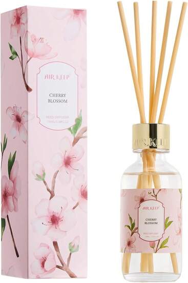 Airkeep Reed Diffuser Oil Set With Reed Sticks,Cherry Blossom Aromatherapy Oil Scent Diffuser For Home Office Bathroom Decoration Perfume And Gifts 3.38 Oz/100ml