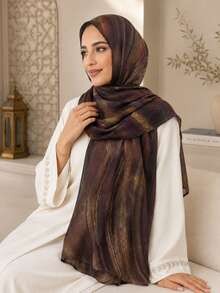 1 pièce Foulard hijab imprimé marbre fluide abstrait pour femmes, foulard léger et doux avec sensation de rayonne, bords doublement cousus, châle enveloppant - 20# - Voir 3