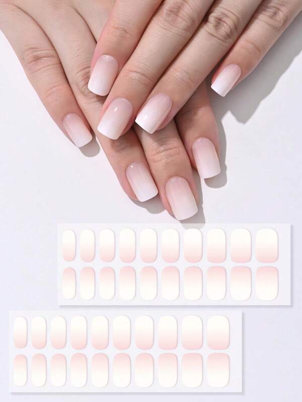 Bandes de gel pour ongles 40 pièces – Ongles autocollants sans lampe UV pour l'été, dégradé rose/gothique/blanc lait style vacances à la plage, fournitures d'art des ongles de salon DIY, décalcomanies pour ongles, bijoux pour ongles, ongles d'automne, retour à l'école, ongles d'Halloween, pour femmes