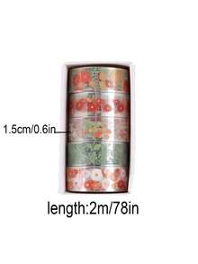 5 Rolls Of Boxed Floral Pattern Handbook Tape, Transparent Waterproof PET Tape, Personalized Fresh Student Handmade DIY Scrapbook Decoration Material Tape,Back To School,School Supplies - Sets - View 2
