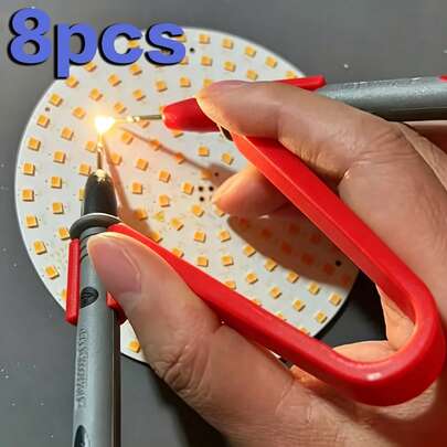 8 pièces Support universel pour sonde de multimètre, outil auxiliaire à une main, assistant de clip de stylo de sonde. Compatible avec les sondes pointues courantes, les fils de test de composants, le clip en U de la sonde de multimètre, le support de positionnement de sonde de réparation électronique, le clip de fixation de sonde de maintenance de carte de circuit, le support de sonde de maintenance d'électricien, sans électricité, aucune alimentation requise
