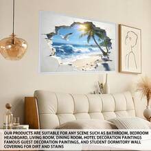 1pc Tropical Beach Wall Sticker, Ocean, Seagull, Coconut Tree, 3D Self-Adhesive Vinyl Sticker, Easy To Apply And Remove, Suitable For Bedroom, Living Room, Bathroom, Dorm, Peaceful Room Decor, Beach Theme Decoration, Create A Fresh Home Atmosphere - Multicolor03 - View 7