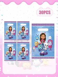 MASSDI Gabby Dollhouse Party Favor Bags, Cartoon Themed Goodie Treat Bags With Die Cut Handles For Birthday Party, Baby Shower, Festival Celebration, Party Decorations, Candy Gift Bags For Guests, Party Supplies For Themed Events, Pink Sparkle Design - Handbag - View 10