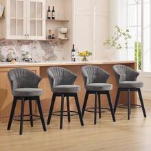 031 Modern 2-Piece Set Of Bar Stools, Upholstered Swivel Stools With Backrest & Footrest, Elegant Counter Stool Upholstered Chair, Shell Chair For Kitchen Island, Bar And Dining Room - Beige - Grey - View 4