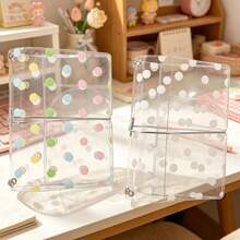 Cute Polka Dot Transparent PVC Mini Binder Cover, Transparent Plastic Pocket Notebook Protector, Macaron Color/White Polka Dot Loose-Leaf Planner Shell, DIY Scrapbook Decoration Stationery Accessories - A - View 7