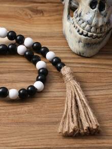 1pc Halloween Ghost Face Beaded Tassel Hanging Ornament, Spooky Layered Tray Fireplace Decor, Trick Or Treat Halloween Eve, Autumn Gothic Farmhouse Dark Aesthetic Front Door Window Indoor Party Seasonal Wall Haunted Desktop Display Ornament - Multicolor 7 - View 8