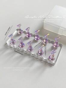 3D Resin Acrylic Rectangular Right-Angle Ripple Base Nail Art Display Stand With Aurora White, Purple, Pink, Champagne, Alloy Gold And White K Finger Holder Practice Tray Set, Korean-Japanese Style Floral Laser DIY For Home, Outdoor, Women, Mom, Sister, Wife, Girlfriend, Wedding, Nail Salon, Beauty Parlor, Valentine's Day - Multicolor - View 21