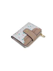 CHARM INFINITE Macaron Color Patchwork Wildflower Mini Trifold Wallet Leaf Snap Button Zipper Coin Purse Card Holder For Women,Clutch Bag For Women - Multicolor - View 15