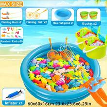 Magnetic Fishing Toy Set With Rod Net Pool Floating Fish, Parent-Child Bath Game For Indoor Outdoor Summer Play, Random Color Style Kids Gift - Multicolor - View 9
