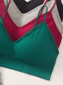 4pcs/Set European Style Plus Size Sports Bra & Panty Set, Seamless Cotton Lingerie For Women - Multicolor - View 6