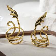DIYCCPC Vintage Swirl Design Women's Ear Clips, 3D Design, Personalized Copper Jewelry For Women - Gold - View 7