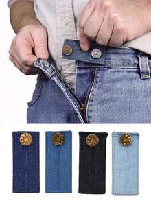 1/4pcs Pants Waist Extender Buttons, Jeans Waistband Extension Clips, Long Waist Buckles, Elastic Adjustable Waist Buttons, Belt Extender Clips, Sewing Supplies - Multiple Styles - View 2