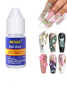 ANTEGU(1件/5件)超強力美甲膠(3g) – 快速乾燥黏著劑，適用於壓克力美甲、貼片美甲與水鑽，專業長效美甲藝術膠 - 3g小藍瓶膠水 - 查看 1