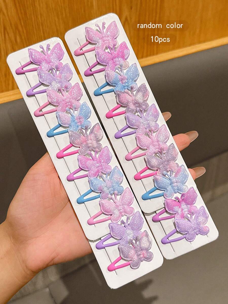 10 piezas de pinzas para el cabello con forma de mariposa de colores aleatorios, estilo dulce, accesorios para el cabello adecuados para uso diario