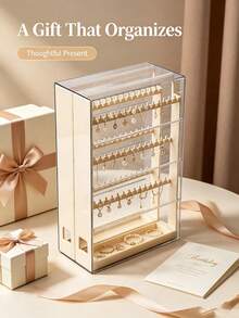 1 Set Kotak Display Akrilik Transparan Hitam, Rak Penyimpanan Anting dan Perhiasan, Penyimpanan Kosmetik, Organizer - MultiWarna - View 8