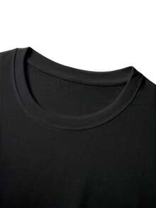 T-shirt för män i 100% bomull, slim fit, korta ärmar, tryck med blixtar och bokstäver, rund hals, perfekt för sommaren, avslappnad streetwear, gym, vardagskläder och mer. - Svart - Visa 3