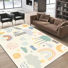 1pc Cute Illustration Decorative Rug, Home Decor, Area Rug, Casual Blanket, Bedside Rug, Bedroom Rug, Washable Rug - Multicolor - View 2