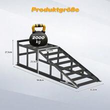 2000kg Lifting Platform, Heavy-Duty Car Lift For Car Care And Oil Changes, Shallow 23° Entry Angle, 27.5cm Height Adjustable, Professional Car Repair Ramp - 灰色 - 查看 2