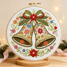 5 Christmas Theme Embroidery DIY Material Kit With Embroidery Hoop, Zero-Based Beginner Handmade Wall Hanging Decor, Stress Relief Craft, Creative Gift For Best Friend And Friends On Christmas - Multicolor - View 9