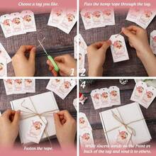 10/50/100pcs Christmas Holiday Gift Tags, Pink Santa Claus, Suitable For Gift Wrapping And Christmas Tree Decoration - View 3