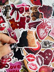 60Pcs Heartbeat Retro Stickers Fashion Personalized Creative DIY Fine Decorative Stickers Scrapbook Laptop Luggage Guitar Water Cup Phone Case Popular Decals - Mix - View 7