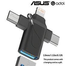 Adaptor ASUS USB ke Lightning Micro USB Type-C (3-in-1) OTG untuk iPhone 17/16/15/14 Pro Max dan Macbook, Mendukung Port Thunderbolt dan iPad 3.0, dan Kompatibel dengan Kamera HUB Samsung S25. - Hitam - View 6
