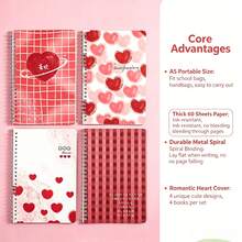 4PCS A5 Spiral Notebook Set, Cute Cartoon Cover, 60 Lined Pages, Random Pattern, Back To School Essential - A - View 5