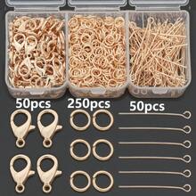 300/350/380pcs DIY Jewelry Making Head Pins With Lobster Clasp, 9-Pin, Jump Rings, Cuttable And Bendable Beading Pins, Suitable For DIY Hand Accessories, Necklace, Hair Clip Decorations, Earring Connector Pins, Spring Clasps, Bag Accessories Making Materials, DIY Jewelry Making Accessories - Lobster Claw Clasp & 9-pin & Jump Ring - View 11