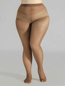 1/2 Pasang Celana Ketat Ultra Tipis Ukuran Plus untuk Wanita - Rust Brown - View 4