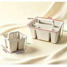 多功能手提式收納籃，清潔工具家用廚房多功能分格雜物籃，可移動桌面收納整理盒，適用於居家收納、化妝品收納、玩具收納等 - A - 查看 4