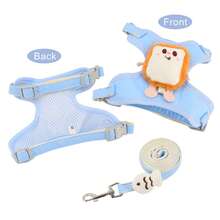 2Pcs/Set, Stylish & Eye-Catching: Blue Toast Harness & Fish Leash Set, Universal For Small To Medium Cats & Dogs, Breathable & Non-Choking, Sturdy & Portable, Top Choice For Daily Outdoors - Multicolor - View 5