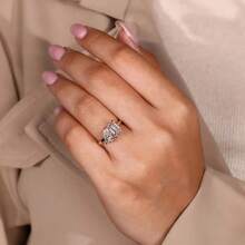 Minimalist Geometric Water Drop Square Double Cubic Zirconia 18K Gold Plated Elegant Women's Royal Style Ring - Gold - View 4